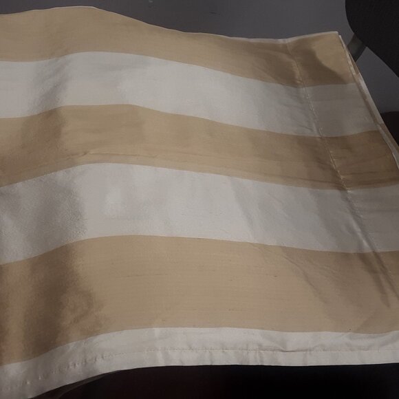 4 Majesty Cream/Beige 42W x 84L Dupioni Silk Striped Tailored Panels - Picture 1 of 11